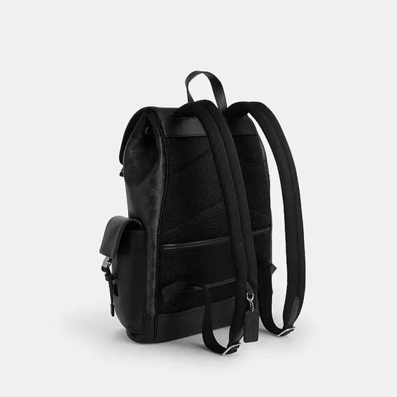 NWT Coach CDC63 Clark Backpack In Signature Canvas With  NWT Coach MEN\'s Clark Backpack In Signature Canvas Silver/Black Multi CDC63